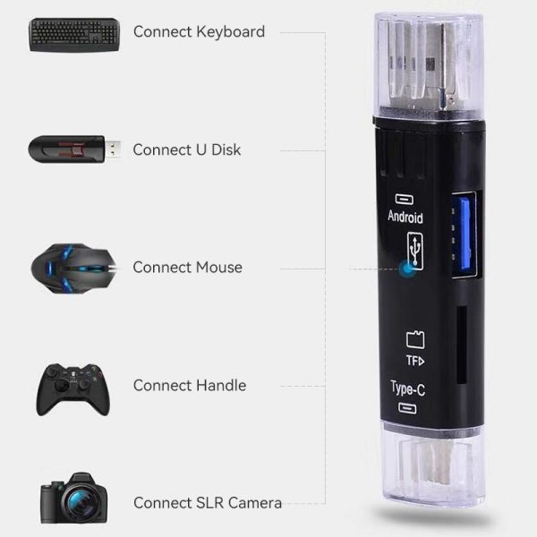 Multifunction OTG Card Reader, Type-C, USB, Micro USB, micro SD Memory Card Reader, Very useful to Transfer Data from one type to another device, Supports Type-C/USB/Micro USB/micro SD, 5 in 1, Memory