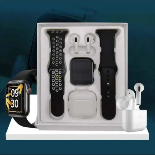 T55 Pro Max Smart Watch with Earbuds & Double Strap- Black Color - Image 2